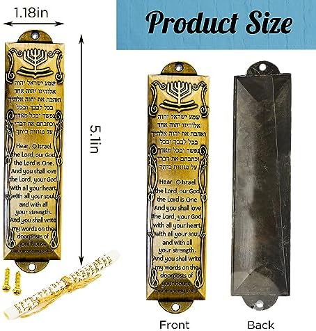 Set of 2 Brass Mezuzahs with Scroll for Door
