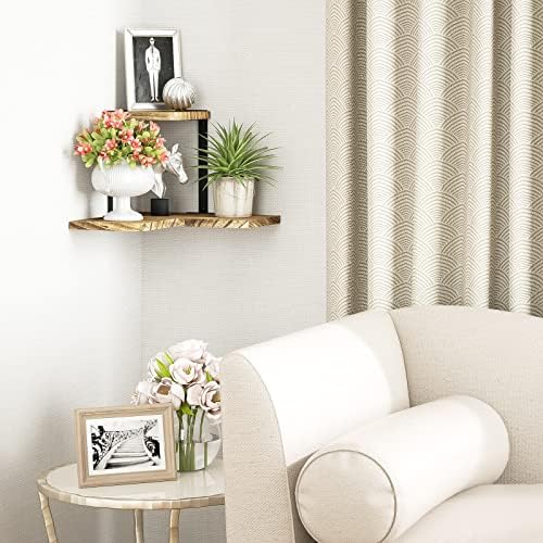 SRIWATANA Rustic Corner Shelf 2-Tier Wood Wall Mount