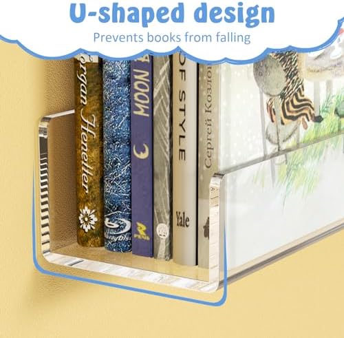 NIUBEE 36-Inch Acrylic Floating Bookshelves 2-Pack