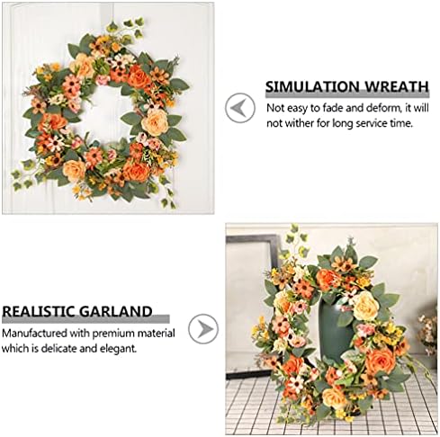 ABOOFAN Artificial Peony Wreath with Daisies and Green Leaves