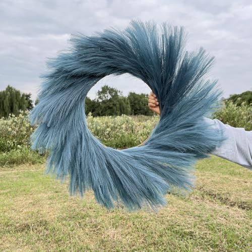 27 Inch Blue Green Artificial Pampas Grass Wreath
