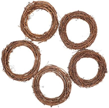 Unomor 5pcs Woven Rattan Wreath for Home Decor
