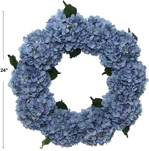 24 Inch Blue Hydrangea Wreath Artificial Floral Decor