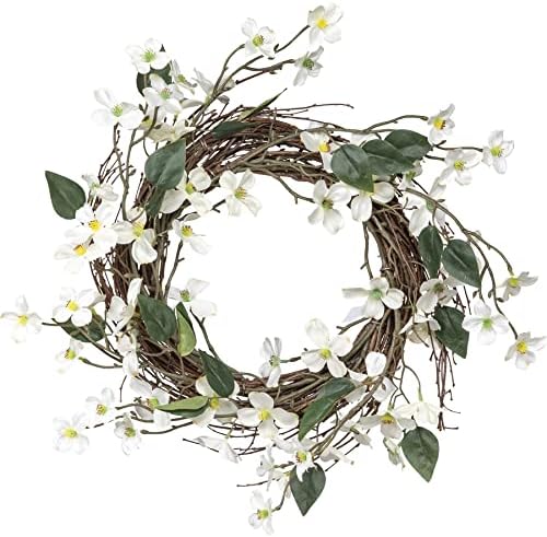 Primitives by Kathy Dogwood Blossom Decorative Wreath 1
