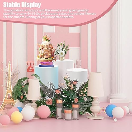 3PCS White Cylinder Pedestal Display Stand for Decorations