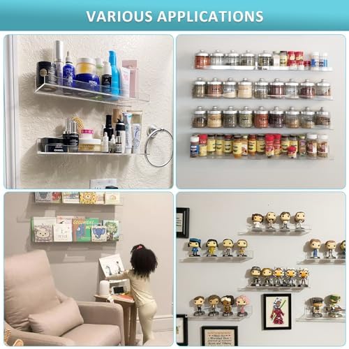 Albumgit 4 Pack Clear Floating Wall Shelves