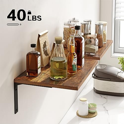 Inforth 12 Deep Floating Wall Shelves Brown 16x12