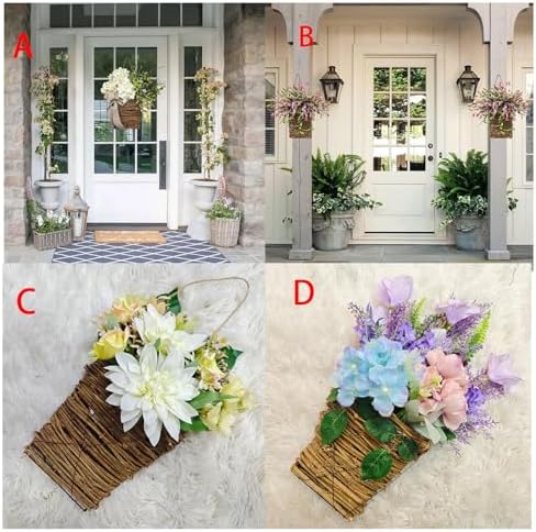 Cream Hydrangea Door Hanger Basket Wreath