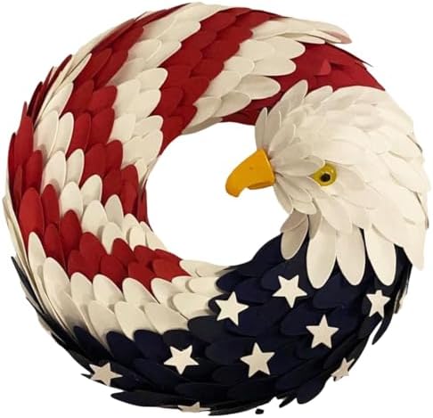 4th of July Patriotic Wreath with Eagle and Flag Design