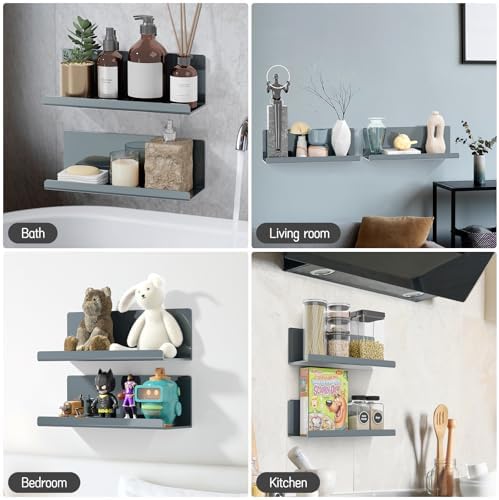 PAVSTINE Adhesive Floating Shelves 12 Inch Gray