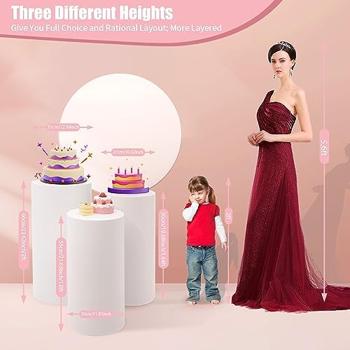 3PCS White Cylinder Pedestal Display Stand for Decorations