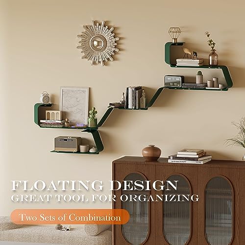 Set of 3 Floating Metal Wall Shelves for Home Storage
