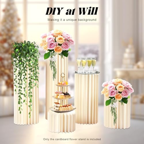 DIY Accordion Cylinder Cardboard Folding Display Stands 5PCS