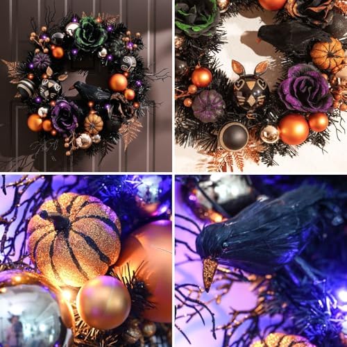 Valery Madelyn 26 Inch Halloween Wreath with Lights