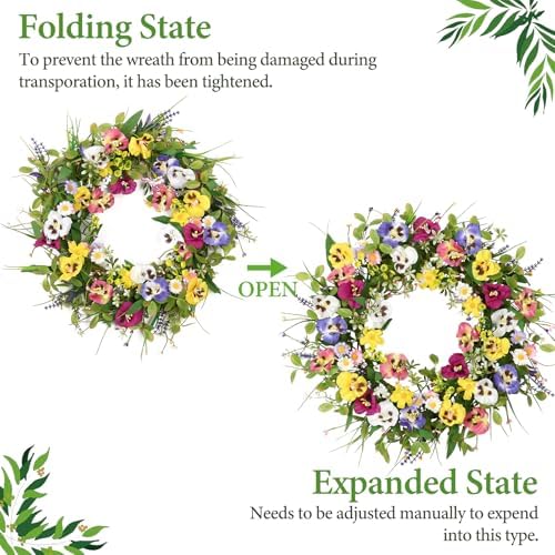 Handmade 20 Inch Spring Summer Wreath for Front Door