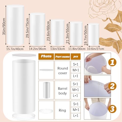 5 Pcs Cylinder Stands for Party - White Cake Pedestal Displays