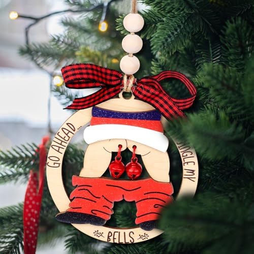 Funny Christmas Wooden Ornament with Naughty Santa Design