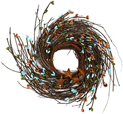 CVHOMEDECO Primitives Rustic Berries and Twig Wreath 7 Inch