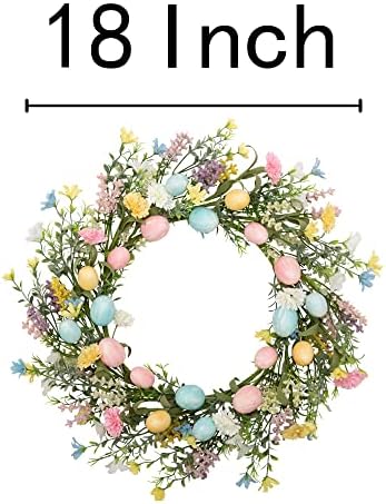 18 Inch Easter Wreath with Pastel Eggs and Twigs