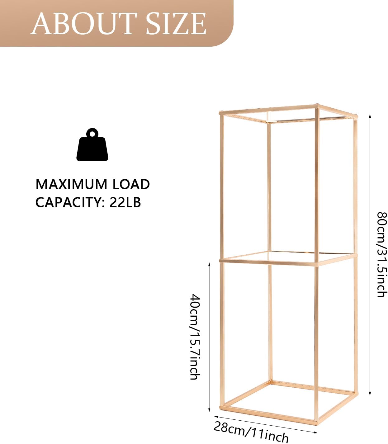 LANLONG Gold Pedestal Stand with Acrylic Panels 2Pcs