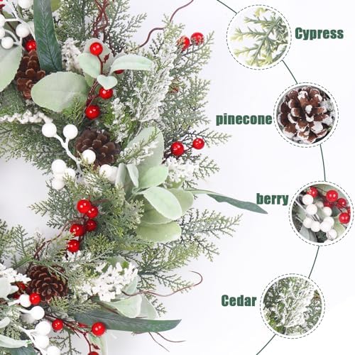 22 Inch Artificial Christmas Wreath with Pinecone and Berries