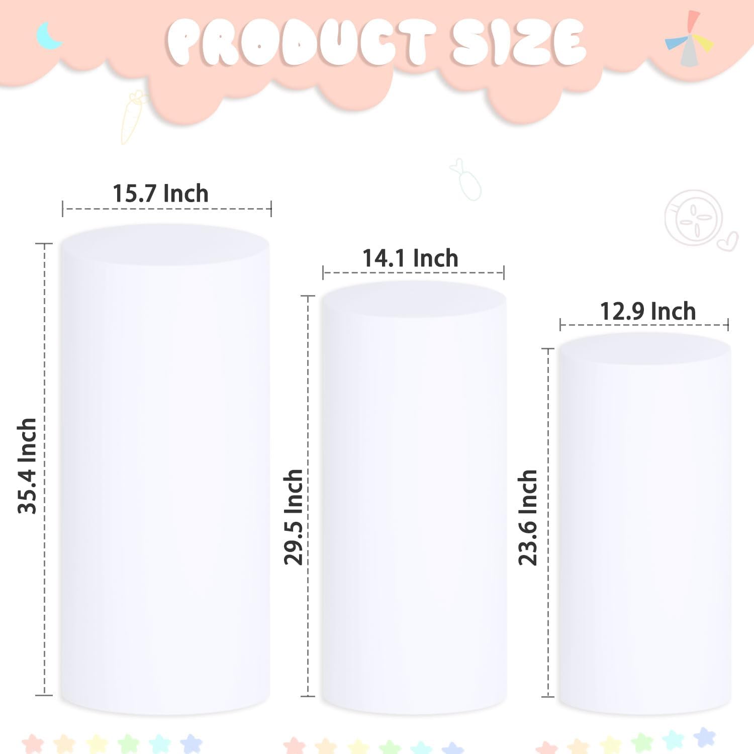 FUHSY Spandex Cylinder Stand Covers Set of 3