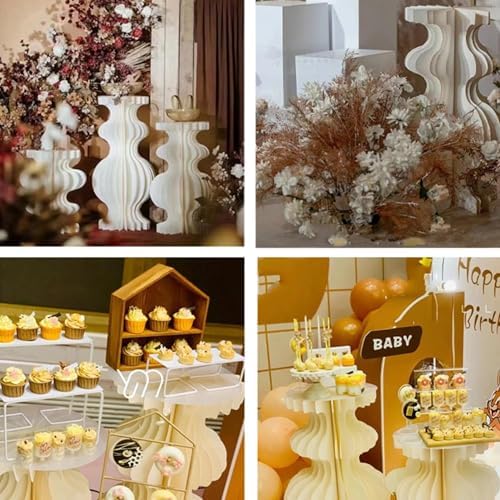 WOQLIBE 3pcs Cylinder Pedestal Stands for Parties