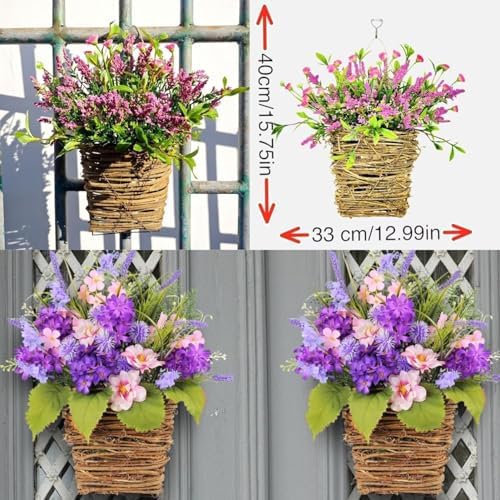 Manutox Cream Hydrangea Door Wreath Basket Hanger