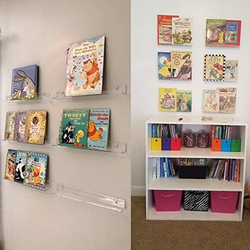 Sooyee 6 Pack 15 Inch Clear Acrylic Floating Bookshelf for Kids Room