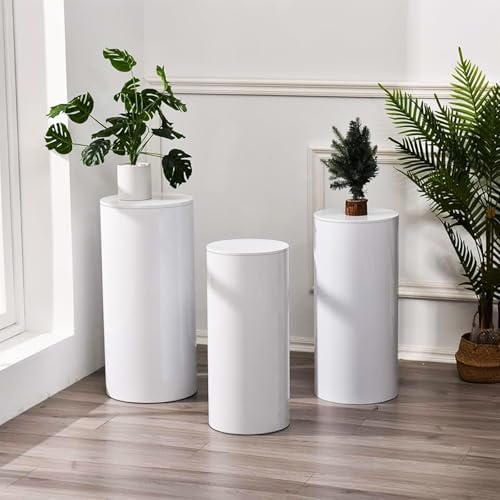 ANMINY 3PCS White Cylinder Pedestal Stand Set
