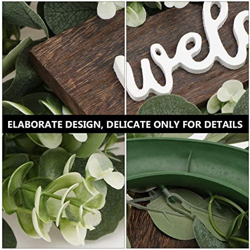 VALICLUD Welcome Wreath Door Sign with Green Leaves