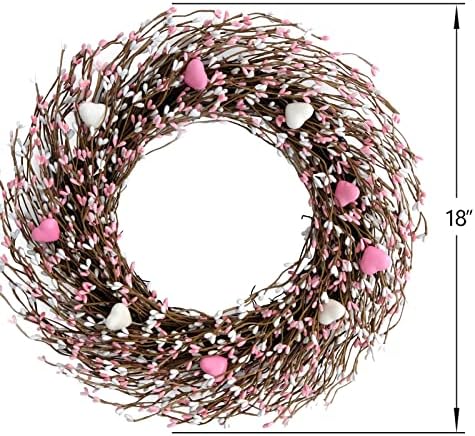 Pink White Berries Wreath 18 Inches for Front Door