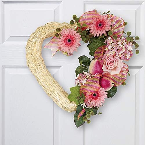 FloraCraft 12 Inch Golden Straw Heart Wreath