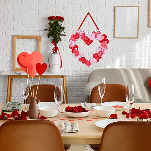 Queekay 12 Inch Wooden Heart Wreath Valentines Day Decor