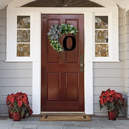 Customizable Wreath for Front Door with Bow and Welcome Sign