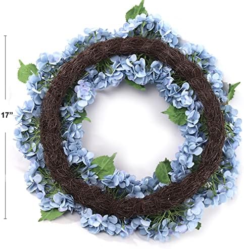 24 Inch Blue Hydrangea Wreath Artificial Floral Decor