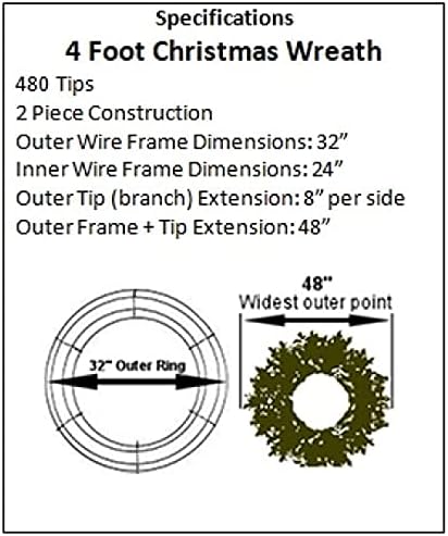 48 Inch Incandescent Christmas Wreath with Red Bow