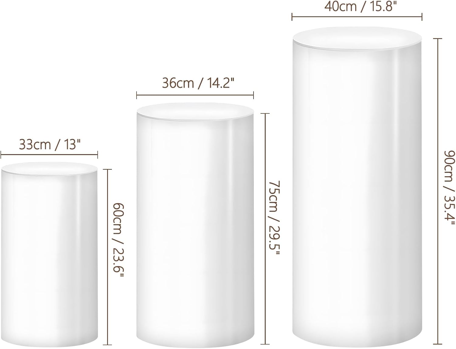 ANMINY 3PCS White Cylinder Pedestal Stand Set