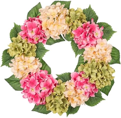 Briful 20 Inch Hydrangea Wreath for Front Door