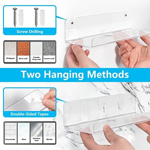 OAPRIRE 2 Pack Clear Acrylic Floating Shelves 10 Inch Set