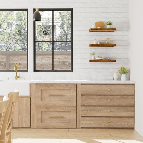 QEEIG 3 Piece 10 Inch Floating Shelves - Rustic Brown