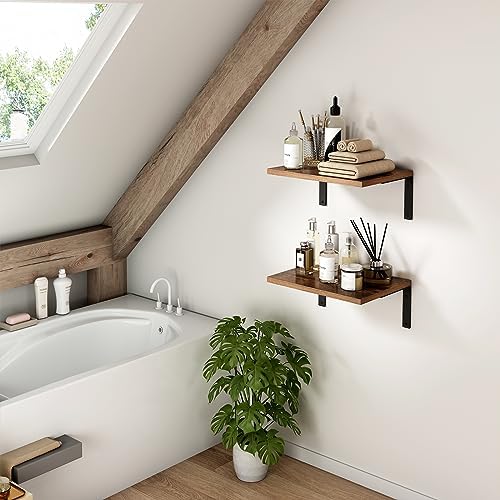 Inforth 12 Deep Floating Wall Shelves Brown 16x12
