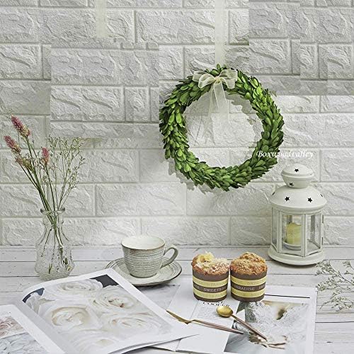 10 Mini Boxwood Wreath with Green Silk Ribbon for Home