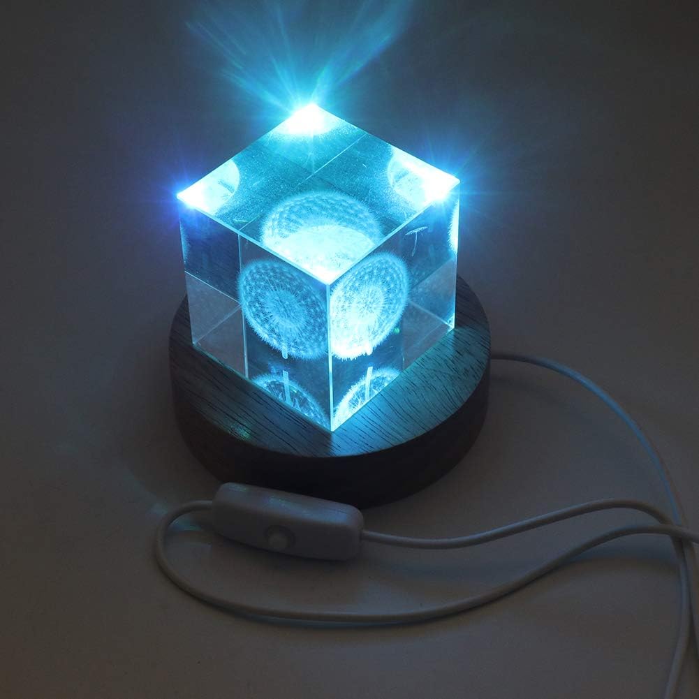 Colorful LED Crystal Display Stand with USB Cable