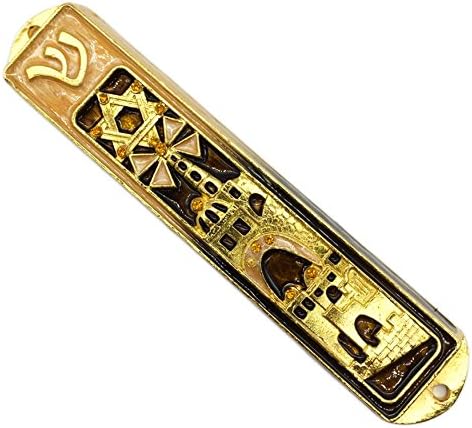 Beautiful Brown Mezuzah with Star of David Design