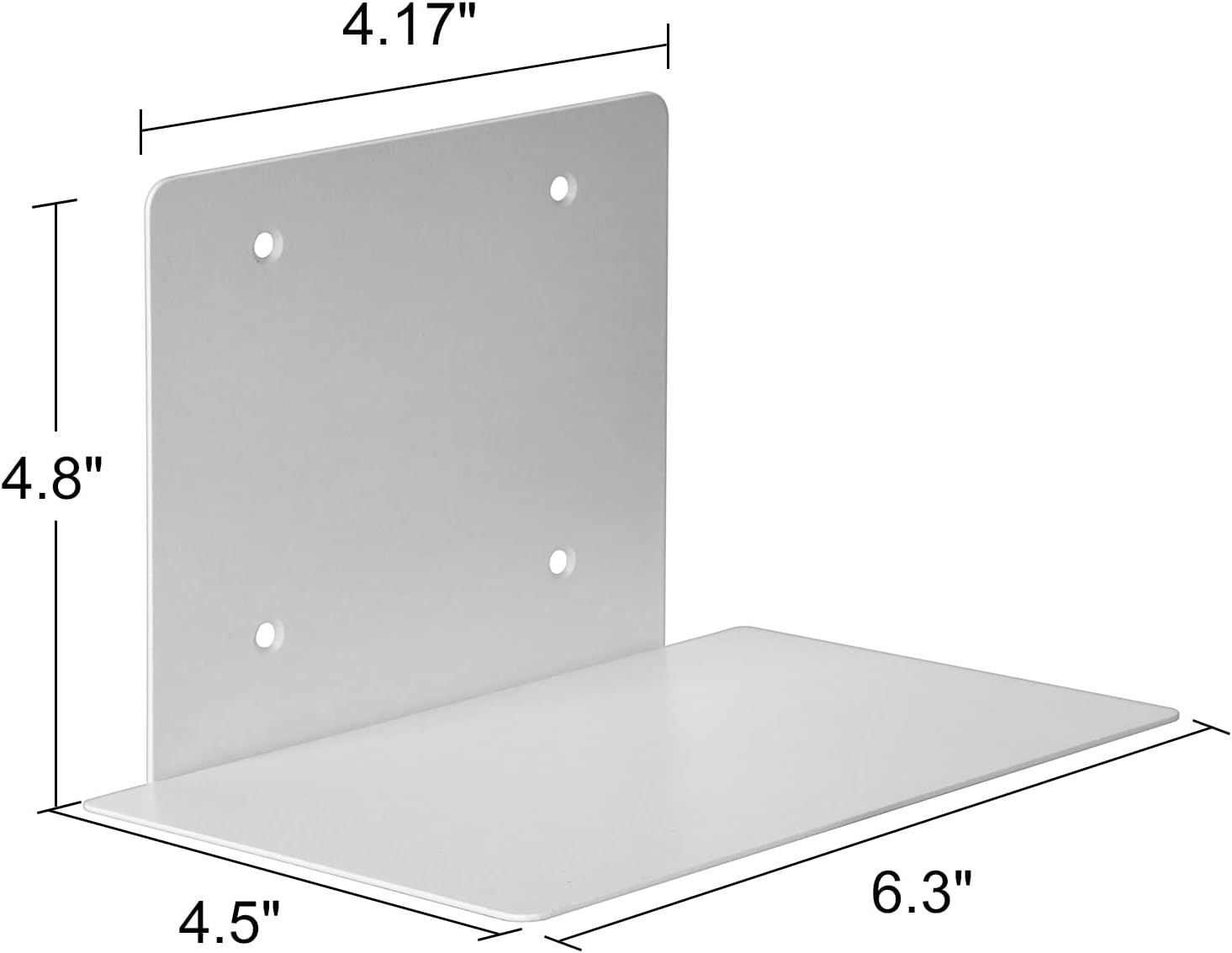 ECOSEAO Floating Book Shelves Wall Mount Heavy-Duty Iron White 4 Pack