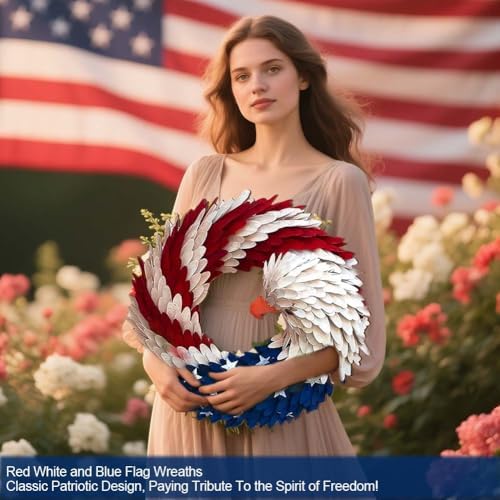 4th of July Patriotic Wreath Front Door Decor