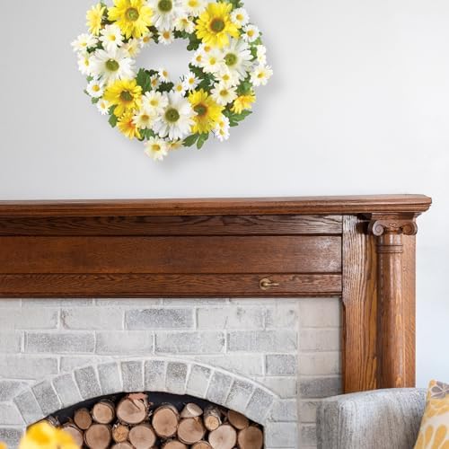 Beautiful Mixed Yellow and White Daisy Front Door Wreath