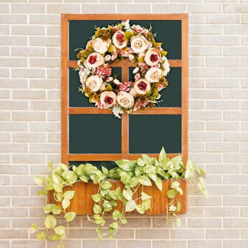 BOMAROLAN 19 Inch Artificial Peony Flower Wreath