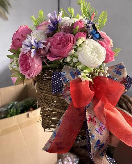 Spring Pink Peony Butterfly Wreath for Front Door
